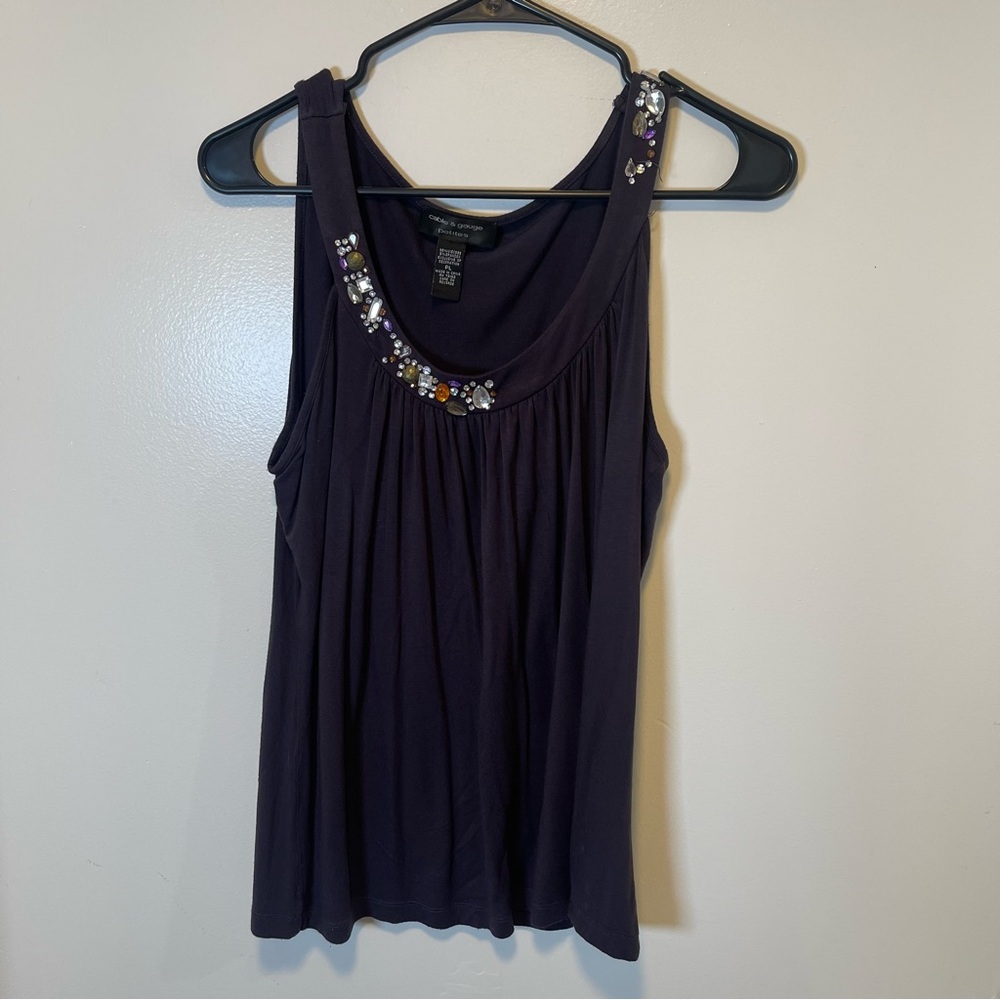 Cable and Gauge petites Embellished Purple Tank Top women’s size PL